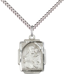 [0804KSS/18S] Sterling Silver Saint Joseph Pendant on a 18 inch Light Rhodium Light Curb chain