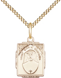 [0804MFGF/18G] 14kt Gold Filled Saint Maria Faustina Pendant on a 18 inch Gold Plate Light Curb chain