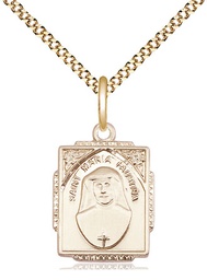 [0804MFGF/18G] 14kt Gold Filled Saint Maria Faustina Pendant on a 18 inch Gold Plate Light Curb chain