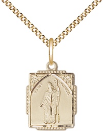 [0804PAGF/18G] 14kt Gold Filled Saint Patrick Pendant on a 18 inch Gold Plate Light Curb chain