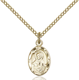 [0301SGF/18GF] 14kt Gold Filled Scapular Pendant on a 18 inch Gold Filled Light Curb chain