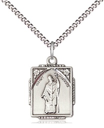 [0804PASS/18S] Sterling Silver Saint Patrick Pendant on a 18 inch Light Rhodium Light Curb chain