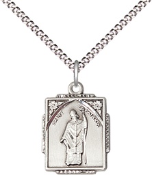 [0804PASS/18S] Sterling Silver Saint Patrick Pendant on a 18 inch Light Rhodium Light Curb chain