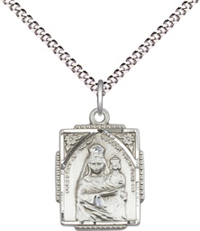 [0804PSSS/18S] Sterling Silver Our Lady of Prompt Succor Pendant on a 18 inch Light Rhodium Light Curb chain