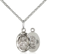 [0301SSS/18SS] Sterling Silver Scapular Pendant on a 18 inch Sterling Silver Light Curb chain