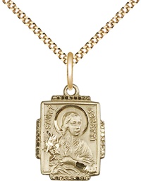 [0804QGF/18G] 14kt Gold Filled Saint Maria Goretti Pendant on a 18 inch Gold Plate Light Curb chain