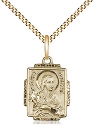 [0804QGF/18G] 14kt Gold Filled Saint Maria Goretti Pendant on a 18 inch Gold Plate Light Curb chain