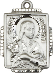 [0804QSSY] Sterling Silver Saint Maria Goretti Medal - With Box