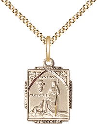 [0804RHGF/18G] 14kt Gold Filled Saint Roch Pendant on a 18 inch Gold Plate Light Curb chain