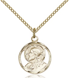 [0611GF/18GF] 14kt Gold Filled Scapular Pendant on a 18 inch Gold Filled Light Curb chain