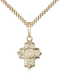[0808GF/18G] 14kt Gold Filled 5-Way Motherhood Pendant on a 18 inch Gold Plate Light Curb chain
