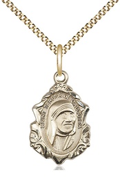 [0812GF/18G] 14kt Gold Filled Saint Teresa of Calcutta Pendant on a 18 inch Gold Plate Light Curb chain