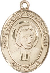 [7262KT] 14kt Gold Saint John Baptist de la Salle Medal