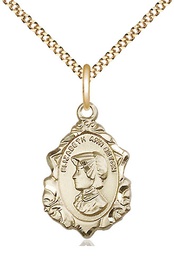 [0813GF/18G] 14kt Gold Filled Saint Elizabeth Ann Seton Pendant on a 18 inch Gold Plate Light Curb chain