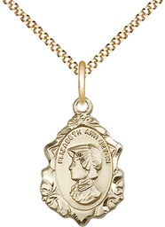 [0813GF/18G] 14kt Gold Filled Saint Elizabeth Ann Seton Pendant on a 18 inch Gold Plate Light Curb chain