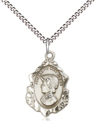 [0813SS/18S] Sterling Silver Saint Elizabeth Ann Seton Pendant on a 18 inch Light Rhodium Light Curb chain