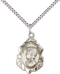 [0813SS/18S] Sterling Silver Saint Elizabeth Ann Seton Pendant on a 18 inch Light Rhodium Light Curb chain