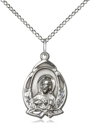 [1481SSS/18SS] Sterling Silver Scapular Pendant on a 18 inch Sterling Silver Light Curb chain