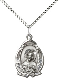 [1481SSS/18SS] Sterling Silver Scapular Pendant on a 18 inch Sterling Silver Light Curb chain