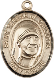 [7295KT] 14kt Gold Saint Teresa of Calcutta Medal