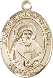 [7302KT] 14kt Gold Saint Bede the Venerable Medal