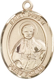 [7305KT] 14kt Gold Saint Pius X Medal