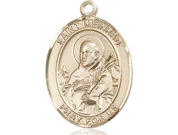 [7307KT] 14kt Gold Saint Meinrad of Einsideln Medal