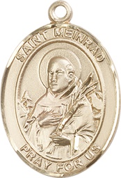 [7307KT] 14kt Gold Saint Meinrad of Einsideln Medal