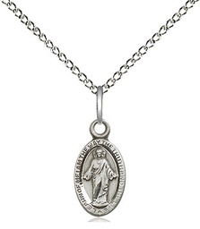 [4121SSS/18SS] Sterling Silver Scapular Pendant on a 18 inch Sterling Silver Light Curb chain