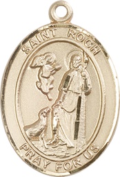 [7310KT] 14kt Gold Saint Roch Medal