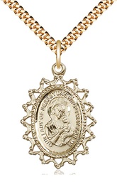 [1619HGF/24G] 14kt Gold Filled Our Lady of Perpetual Help Pendant on a 24 inch Gold Plate Heavy Curb chain