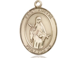 [7313KT] 14kt Gold Saint Amelia Medal