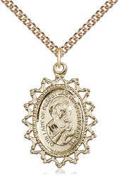 [1619HGF/24GF] 14kt Gold Filled Our Lady of Perpetual Help Pendant on a 24 inch Gold Filled Heavy Curb chain