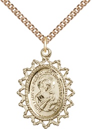 [1619HGF/24GF] 14kt Gold Filled Our Lady of Perpetual Help Pendant on a 24 inch Gold Filled Heavy Curb chain