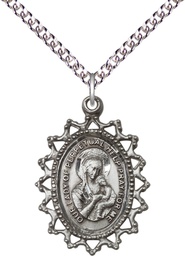 [1619HSS/24SS] Sterling Silver Our Lady of Perpetual Help Pendant on a 24 inch Sterling Silver Heavy Curb chain