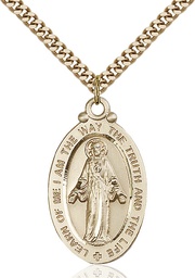 [4145SGF/24G] 14kt Gold Filled Scapular Pendant on a 24 inch Gold Plate Heavy Curb chain