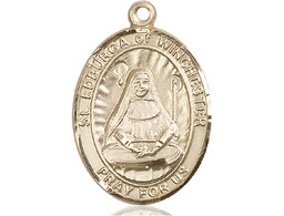 [7324KT] 14kt Gold Saint Edburga of Winchester Medal