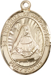 [7324KT] 14kt Gold Saint Edburga of Winchester Medal