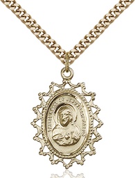 [1619SGF/24G] 14kt Gold Filled Scapular Pendant on a 24 inch Gold Plate Heavy Curb chain