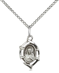 [4153SS/18SS] Sterling Silver Scapular Pendant on a 18 inch Sterling Silver Light Curb chain