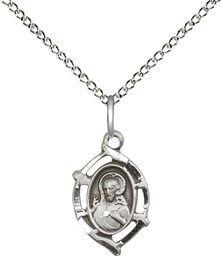 [4153SS/18SS] Sterling Silver Scapular Pendant on a 18 inch Sterling Silver Light Curb chain