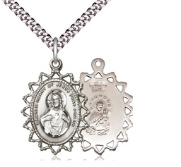 [1619SSS/24S] Sterling Silver Scapular Pendant on a 24 inch Light Rhodium Heavy Curb chain