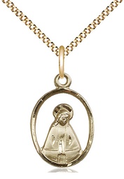 [1626GF/18G] 14kt Gold Filled Madonna Pendant on a 18 inch Gold Plate Light Curb chain