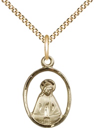 [1626GF/18G] 14kt Gold Filled Madonna Pendant on a 18 inch Gold Plate Light Curb chain