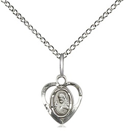[5402SS/18SS] Sterling Silver Scapular Pendant on a 18 inch Sterling Silver Light Curb chain