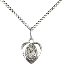 [5402SS/18SS] Sterling Silver Scapular Pendant on a 18 inch Sterling Silver Light Curb chain