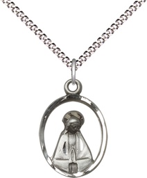 [1626SS/18S] Sterling Silver Madonna Pendant on a 18 inch Light Rhodium Light Curb chain