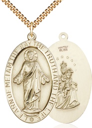 [5853GF/24G] 14kt Gold Filled Scapular Pendant on a 24 inch Gold Plate Heavy Curb chain