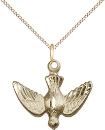 [1628GF/18GF] 14kt Gold Filled Holy Spirit Pendant on a 18 inch Gold Filled Light Curb chain