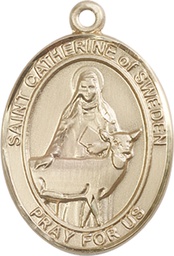 [7336KT] 14kt Gold Saint Catherine of Sweden Medal